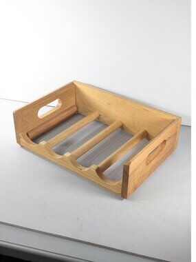 Vintage 4 bottle Wooden Wine rack carrier, Stacking Storage Box